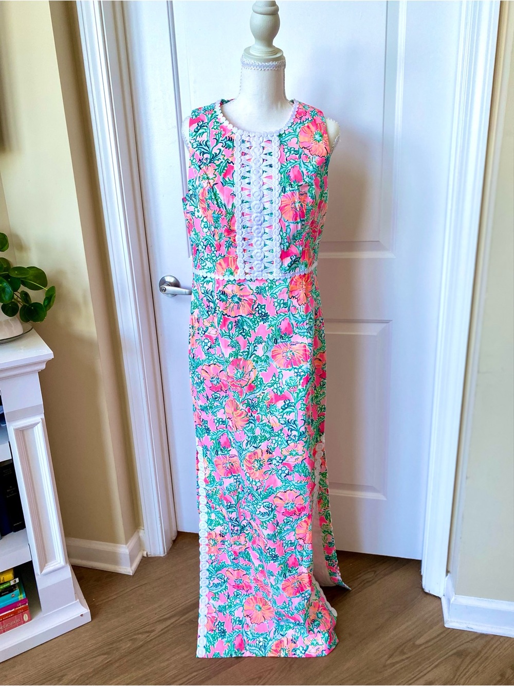 NWT Lilly Pulitzer Ashler Maxi Dress 12 in Perfect Poppy Soleil Pink